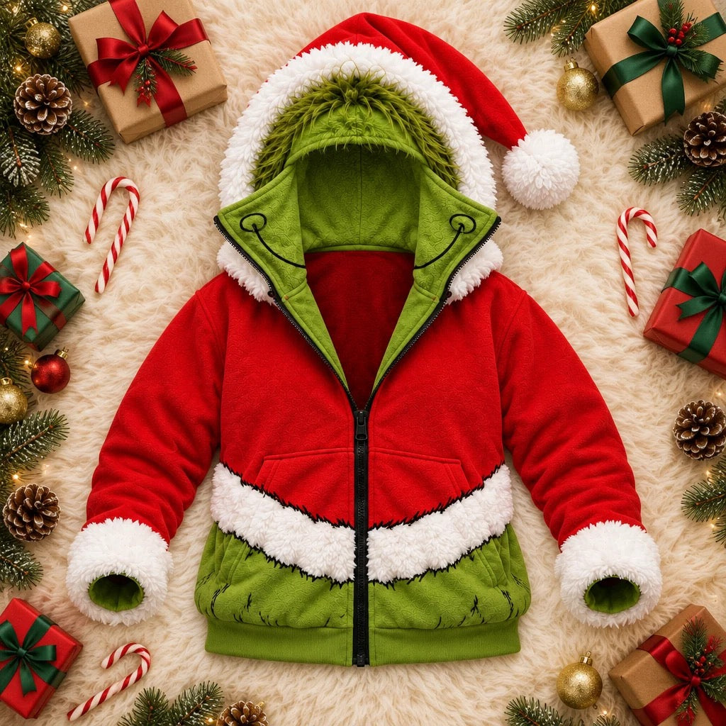 GrinchZip Christmas hoodie back view